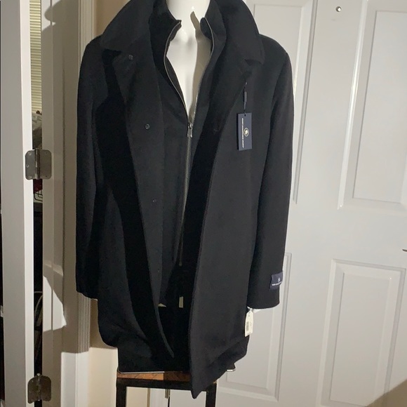 Hart Schaffner Marx Wool Blend Classic Fit Stand Collar Zip Bib Lined Car Coat - Picture 2 of 11